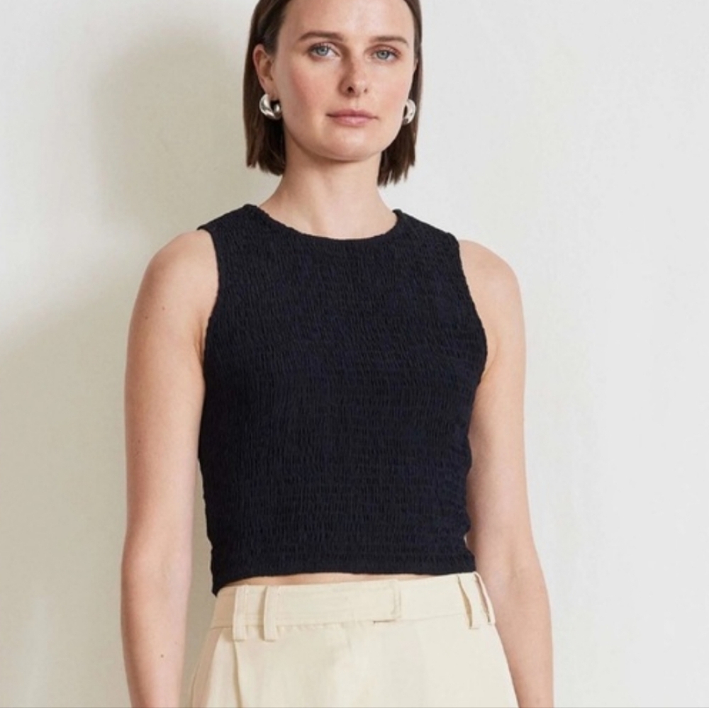Apiece Apart Willow Black Smocked Tank - NWT